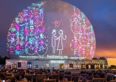 projection de dessin sur le radome de pleumer bodoum